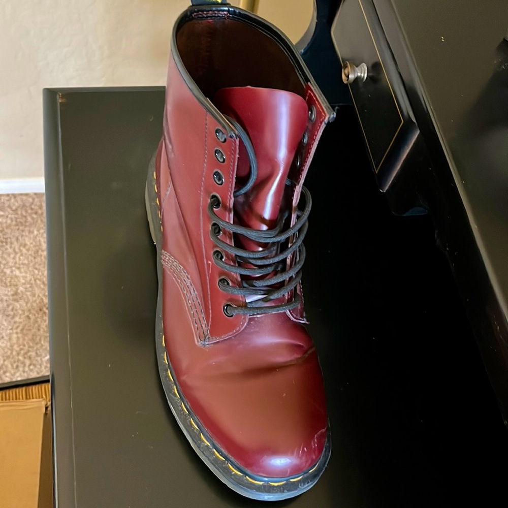 Gently used Dr Martens Airwair; Burgundy